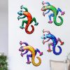 1Pc Geckos Inspiration Wall Art, Metal Colorful 3D Iron Hanging Wall Art Decor Ornaments, For Living Room Patio Balcony Fence Home Decor (6*8inch