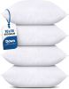 Bedding Throw Pillows (Set of 4, White), 18 x 18 Inches Pillows for Sofa, Bed and Couch Decorative Stuffer Pillow