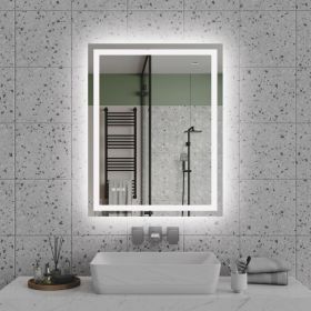 28"*36"LED Bathroom Mirror,Front-Lit and Back-Lit, Stepless Dimmable, 3 Colors CRI90+, Brightness Memory, Shatter-Proof,Anti-fog LED Vanity Mirro