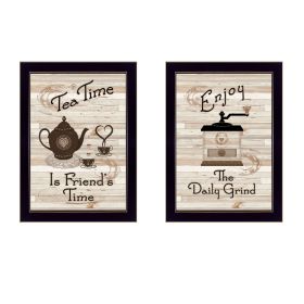 "Enjoy Tea Time" 2-Piece Vignette by Millwork Engineering, Black Frame