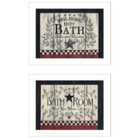 "Hot Bath" 2-Piece Vignette by Linda Spivey, White Frame