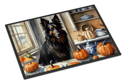 NEW Belgian Sheepdog Fall Kitchen Pumpkins Doormat Front Door Mat Indoor Outdoor Rugs for Entryway, Non Slip Washable Low Pile, 18H X 27W