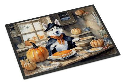 NEW Siberian Husky Fall Kitchen Pumpkins Doormat Front Door Mat Indoor Outdoor Rugs for Entryway, Non Slip Washable Low Pile, 18H X 27W