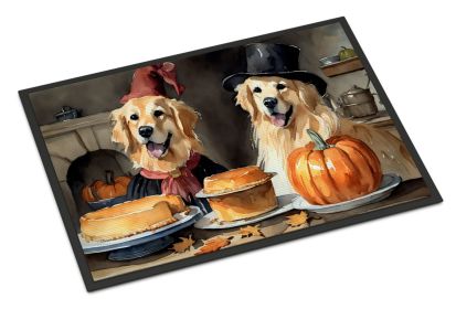 NEW Golden Retriever Fall Kitchen Pumpkins Doormat Front Door Mat Indoor Outdoor Rugs for Entryway, Non Slip Washable Low Pile, 18H X 27W