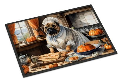NEW Shar Pei Fall Kitchen Pumpkins Doormat Front Door Mat Indoor Outdoor Rugs for Entryway, Non Slip Washable Low Pile, 18H X 27W