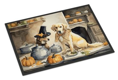 NEW Yellow Lab Fall Kitchen Pumpkins Doormat Front Door Mat Indoor Outdoor Rugs for Entryway, Non Slip Washable Low Pile, 18H X 27W
