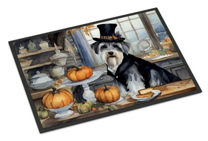 NEW Schnauzer Fall Kitchen Pumpkins Doormat Front Door Mat Indoor Outdoor Rugs for Entryway, Non Slip Washable Low Pile, 18H X 27W