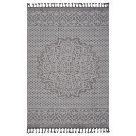 8X10 Gray/White /Medallion Indoor/Outdoor Area Rug