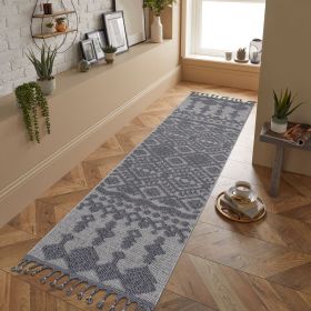 LOOM & LUXE Collection 2X8 White/Gray /Traditional Indoor/Outdoor Area Rug