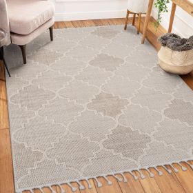 LOOM & LUXE Collection 6X9 Cream /Trellis Indoor/Outdoor Area Rug