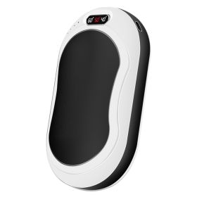 1Pc Portable Hand Warmer Power Bank Rechargeable Pocket Warmer Double-Sided Heating With Flashlight 3 Temperature Adjustment (Option: Black White)