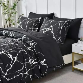 3pcs Duvet Cover Set Queen Duvet Coverx1 Pillowcasex2 Extremely Diverse Styles (Option: Marble Black)