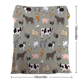 Various Animals Blanket Soft Pig Horse Durable Comfortable Blanket Women Birthday Gift Home Decoration Sofa Couch Office Bed Camping Travel  75x1 (Option: 130cmx150cm-Celadon)