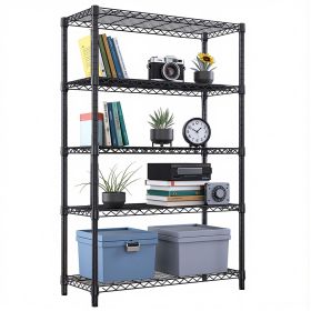 Steel Storage Shelving 5-Tier Utility Shelving Unit Steel Organizer Wire Rack for Home,Kitchen,Office,Garage (Color: Black)