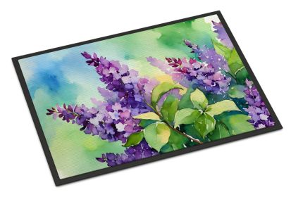 NEW New Hampshire Purple Lilac in Watercolor Doormat Front Door Mat Indoor Outdoor Rugs for Entryway, Non Slip Washable Low Pile, 18H X 27W (Default: Default)