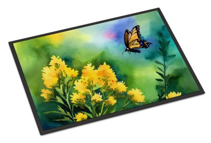 NEW Kentucky Goldenrod in Watercolor Doormat Front Door Mat Indoor Outdoor Rugs for Entryway, Non Slip Washable Low Pile, 18H X 27W (Default: Default)