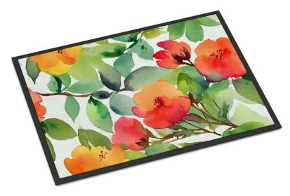 NEW Connecticut Mountain Laurels in Watercolor Doormat Front Door Mat Indoor Outdoor Rugs for Entryway, Non Slip Washable Low Pile, 18H X 27W (Default: Default)