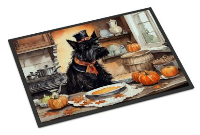 NEW Scottish Terrier Fall Kitchen Pumpkins Doormat Front Door Mat Indoor Outdoor Rugs for Entryway, Non Slip Washable Low Pile, 18H X 27W (Default: Default)