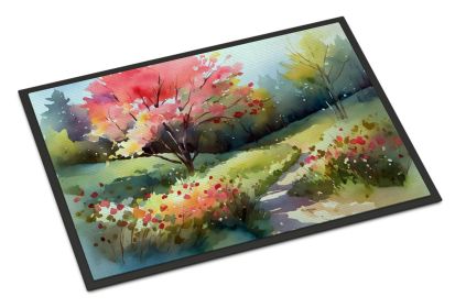 NEW North Carolina Dogwoods in Watercolor Doormat Front Door Mat Indoor Outdoor Rugs for Entryway, Non Slip Washable Low Pile, 18H X 27W (Default: Default)