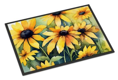 NEW Maryland Black-Eyed Susans in Watercolor Doormat Front Door Mat Indoor Outdoor Rugs for Entryway, Non Slip Washable Low Pile, 18H X 27W (Default: Default)