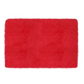 Fluffy Bedroom Rug 4' x 2.6' Anti-Skid Shaggy Area Rug Decorative Floor Carpet Mat (Color: Red)