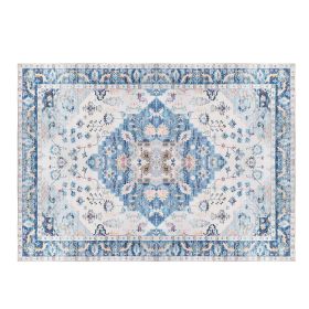 8x10FT Vintage Area Rug, Modern Non-Slip Carpet, Boho Low Pile, Waterproof, Washable (Color: Multicolored, size: 8 x 10ft)